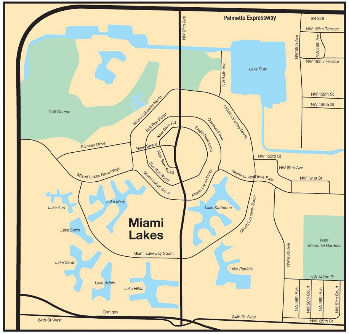 map of Miami lakes
