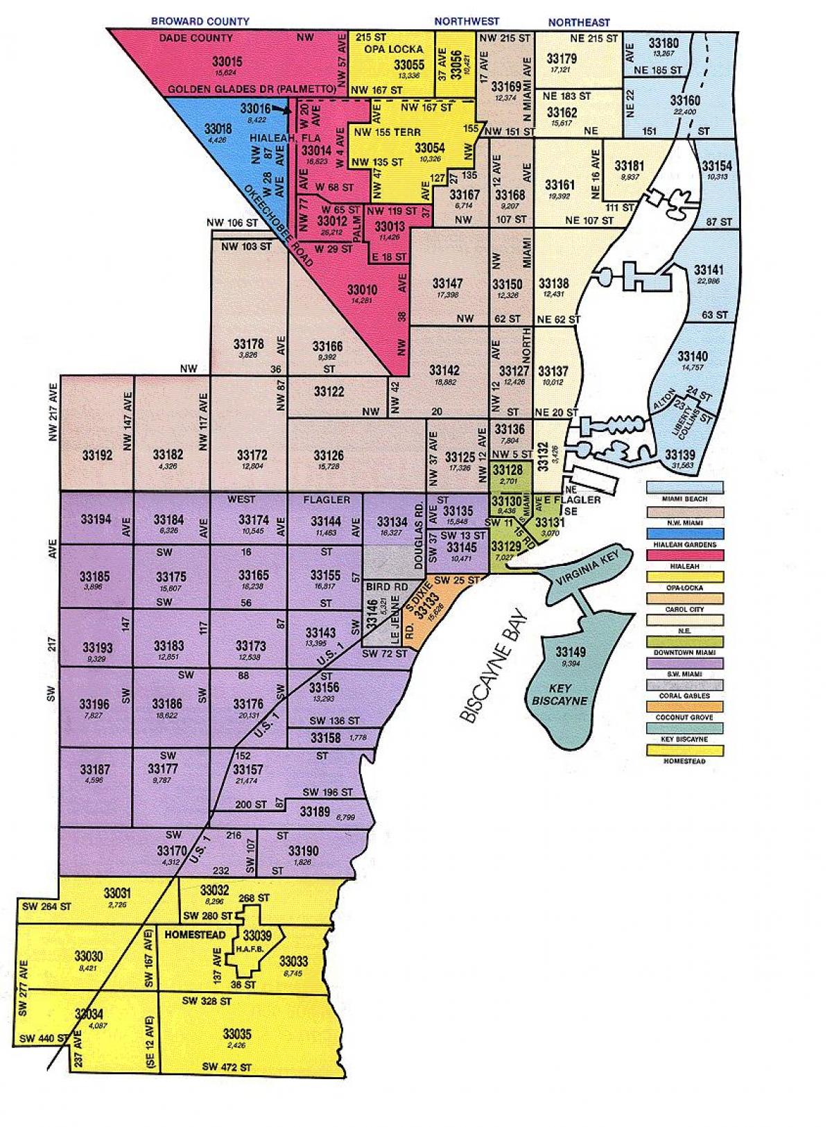 Miami FL zip code map