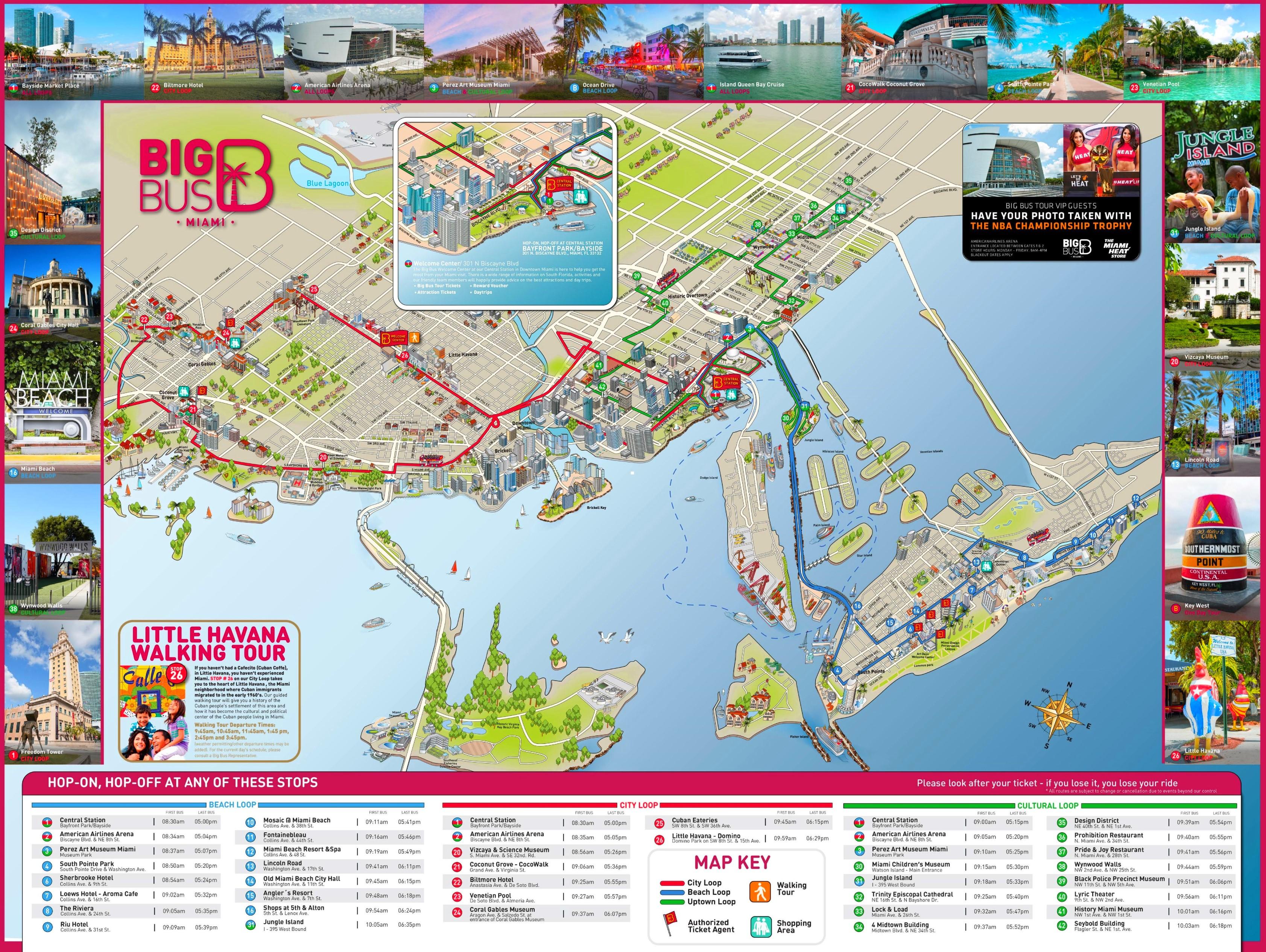 miami sightseeing map - city sightseeing miami map