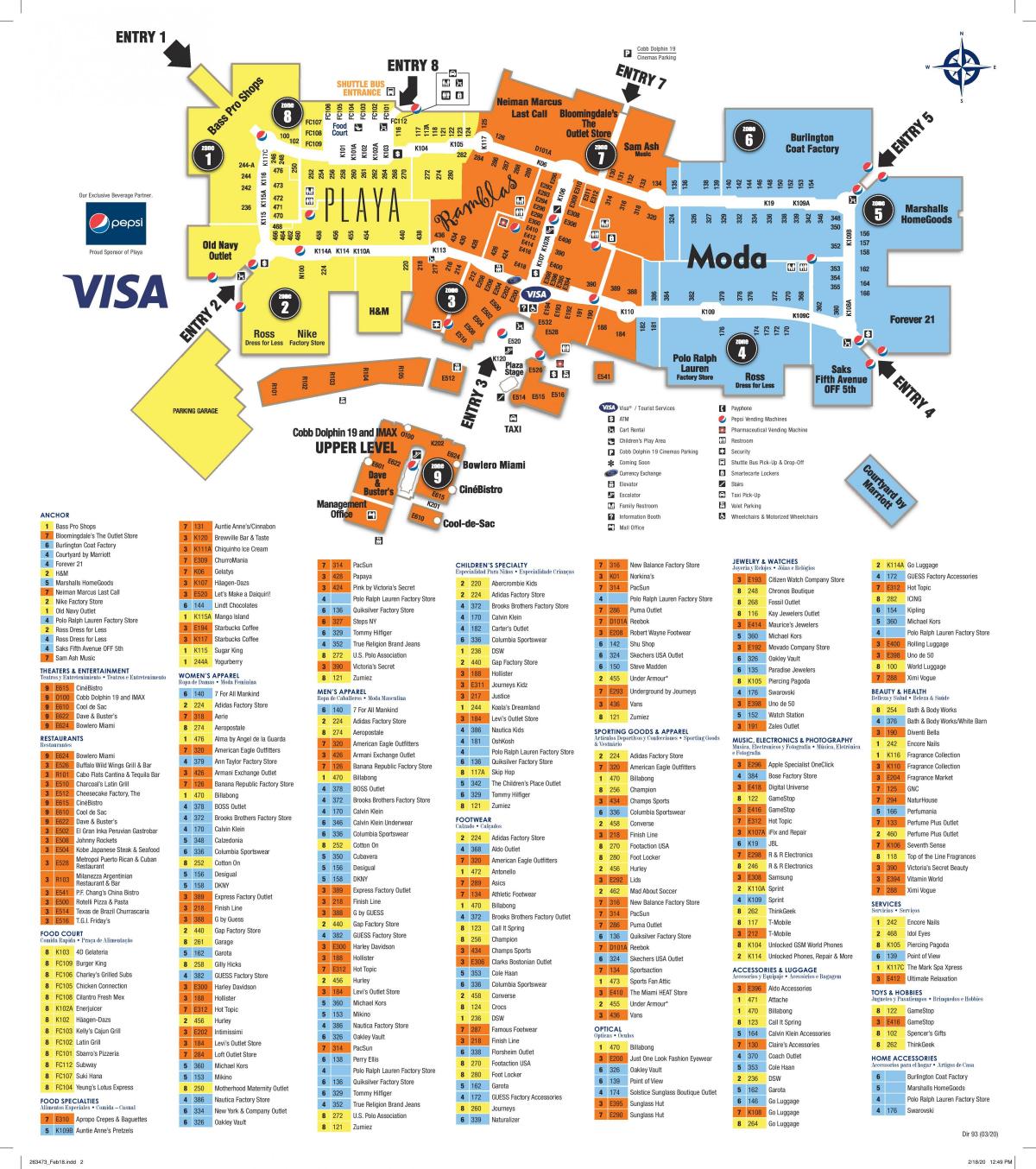 map of Dolphin mall Miami