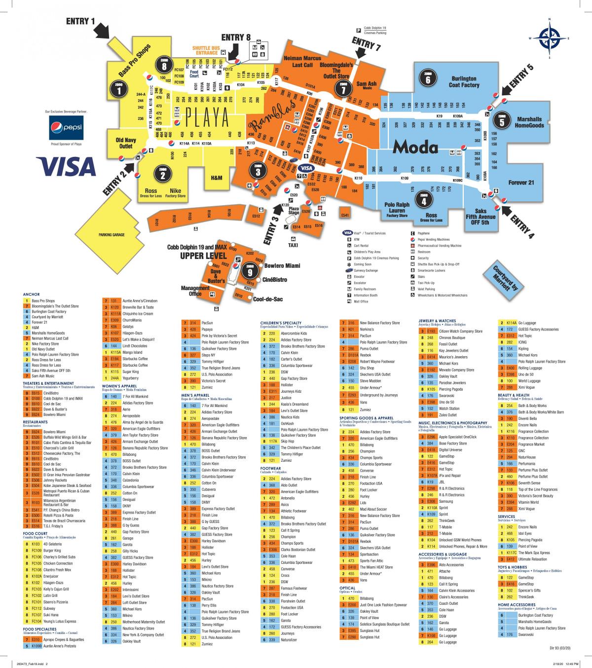 Dolphin Mall Map Miami Dolphin mall Miami map   Map of Dolphin mall Miami (Florida   USA)