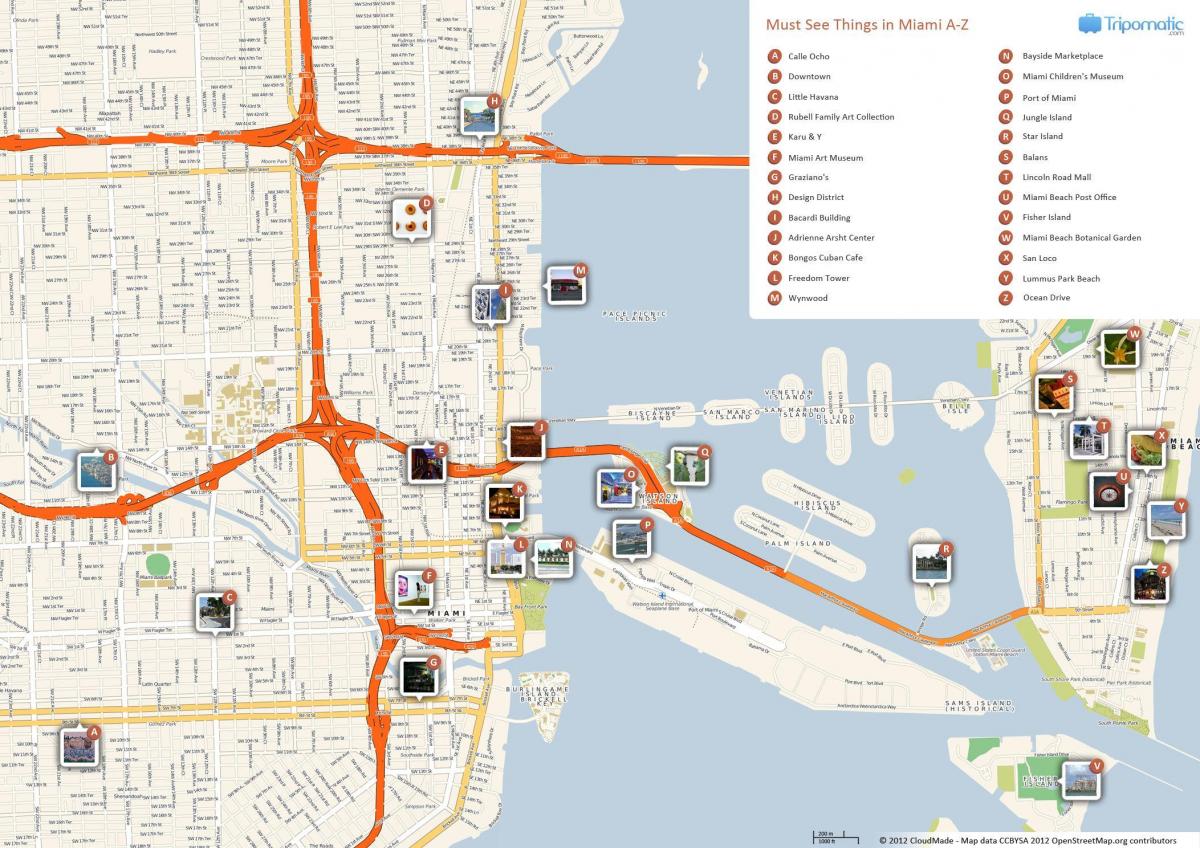 Miami tourist attractions map