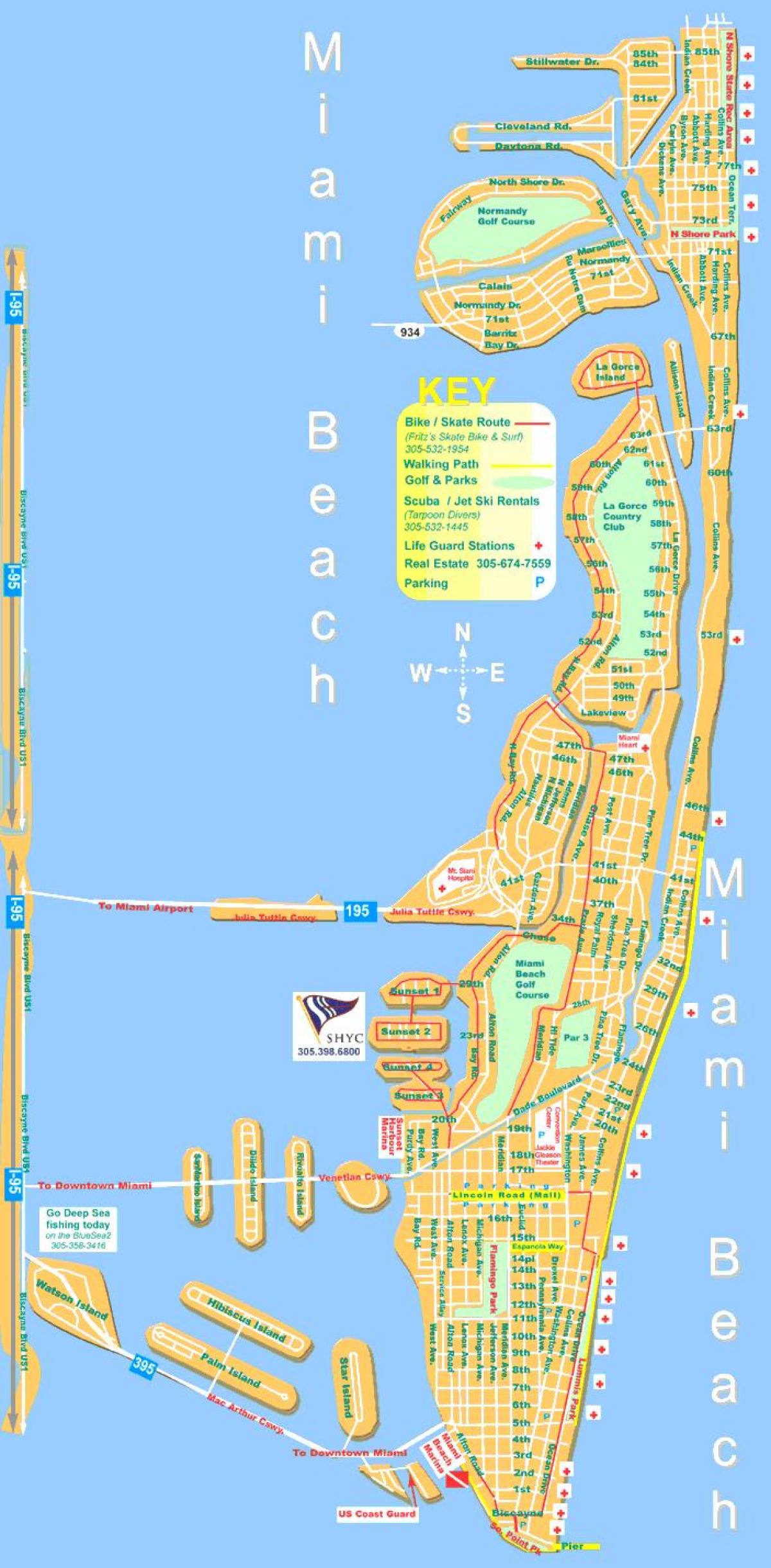 map of Miami beach