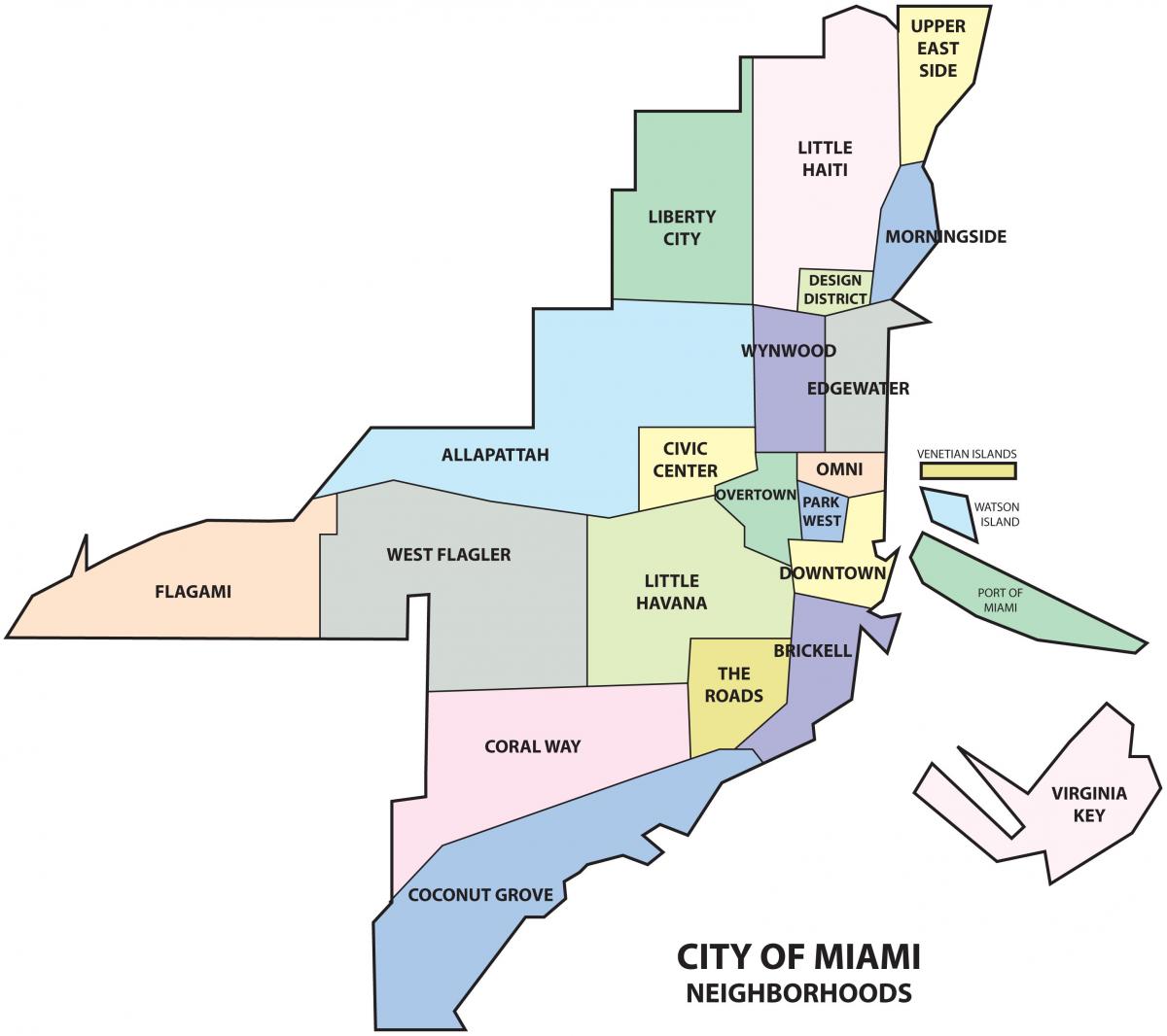 miami neighborhood map - map of miami neighborhoods