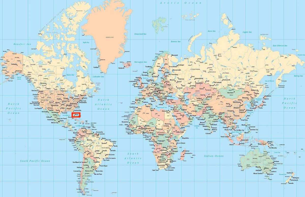 Miami location in world map