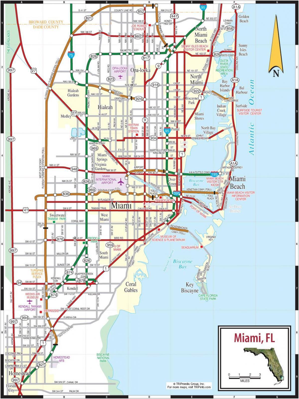 miami toll roads map - toll roads in miami map (florida - usa)