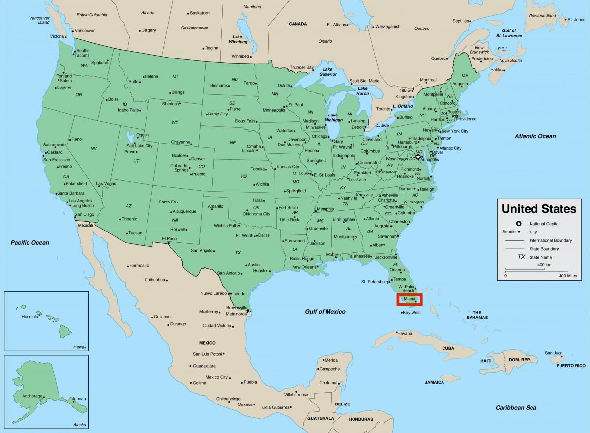 Miami on USA map