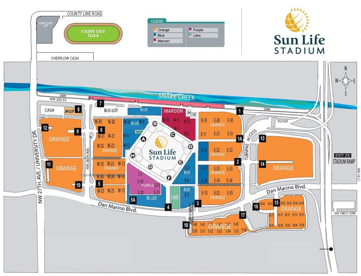 Sun Life stadium parking lot map